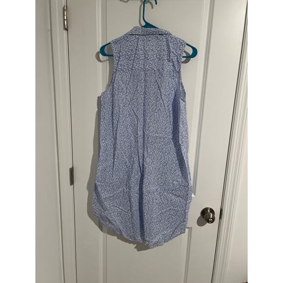 Joie Blue & White Floral Sleeveless Shirt Dress – Size L - Picture 5 of 5